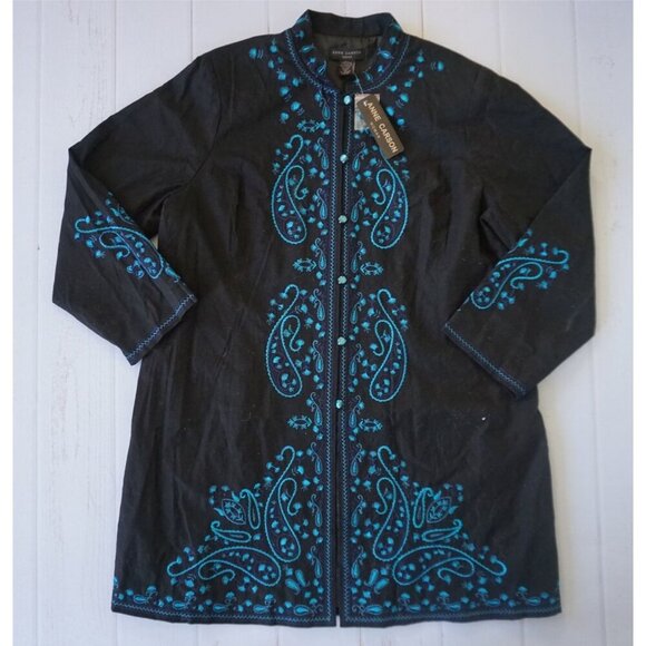 Anne Carson Jackets & Blazers - Anne Carson Paisley Turquoise Peacock Jewel Long Jacket, Size 1X NWT